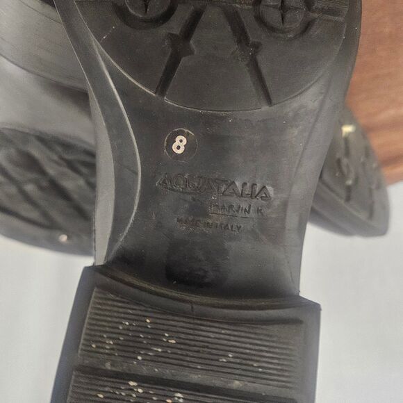AQUATALIA Sweetie Moto Boots Size 8 Black Leather Made in Italy Quilted Buckles - Picture 3 of 8